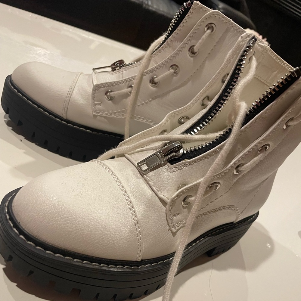 White combat boots
